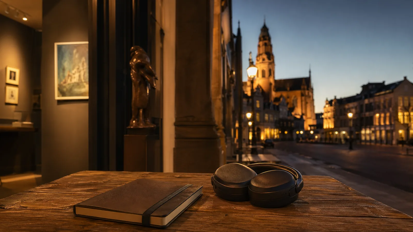Haarlemse avondscene met notitieboek en culturele details